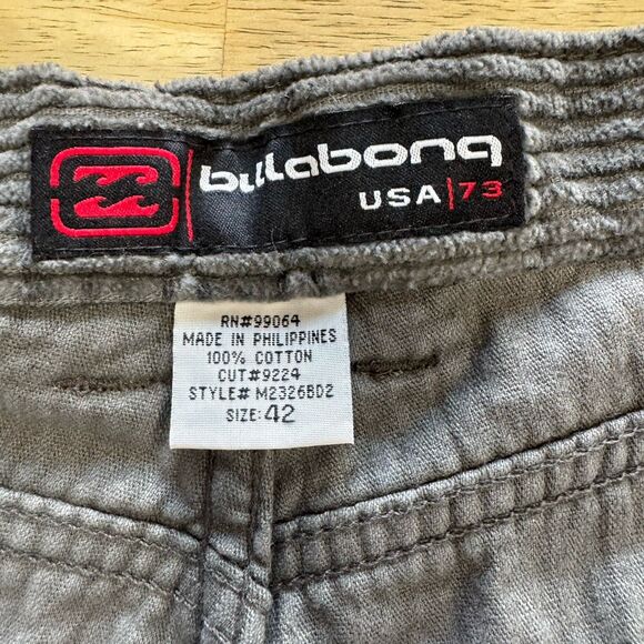 Billabong Shorts Men 42 Gray Corduroy 90s Y2K Beach Baggy Skate Grunge PRISTINE - Picture 11 of 13